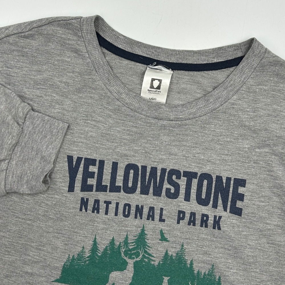 National Park Foundation Sweatshirt Gray Unisex Large Yellowstone Graphic
